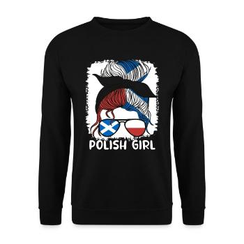 Halb Schottin, halb Polnisch Polen Schottland - Unisex Pullover - Schwarz - Vorne - Alina (178cm) & Michal (187cm)