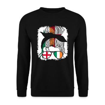 Moitié anglaise moitié irlandaise fille Irlande Angleterre drapeau - Sweat-shirt Unisexe - noir - Devant - Alina (178cm) & Michal (187cm)