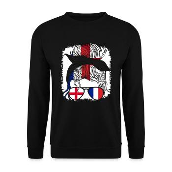 Moitié Anglais Moitié Française Fille France Angleterre - Sweat-shirt Unisexe - noir - Devant - Alina (178cm) & Michal (187cm)