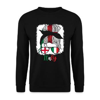 Italy Italia Half English Half Italian Girl - Unisex Sweatshirt - black - Front - Alina (178cm) & Michal (187cm)