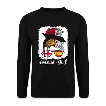 España Halb Englisch Halb Spanisch Mädchen Spanien chica - Unisex Pullover - Schwarz - Vorne - Alina (178cm) & Michal (187cm)