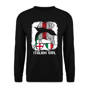 Italian Girl Italy England Flag Italia, Ragazza - Unisex Sweatshirt - black - Front - Alina (178cm) & Michal (187cm)