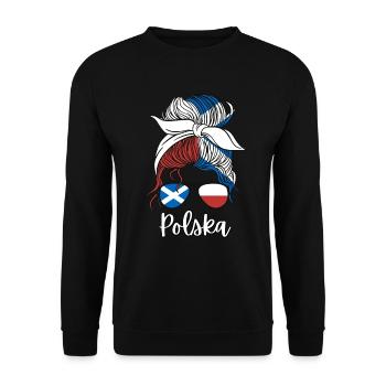Polska Halb Schottin Halb Polnisch Polen - Unisex Pullover - Schwarz - Vorne - Alina (178cm) & Michal (187cm)