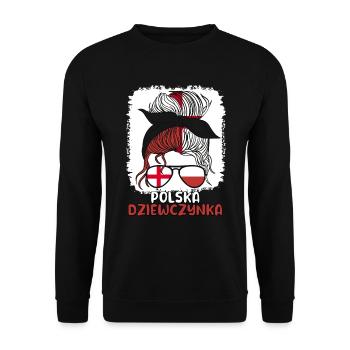 Pologne Moitié Anglais Moitié Polonais Fille Polska - Sweat-shirt Unisexe - noir - Devant - Alina (178cm) & Michal (187cm)