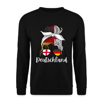 Deutschland Half English Half German Girl - Unisex Sweatshirt - black - Front - Alina (178cm) & Michal (187cm)