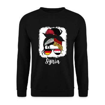 Half German Half Syrian Girl Germany Syria - Unisex Sweatshirt - black - Front - Alina (178cm) & Michal (187cm)