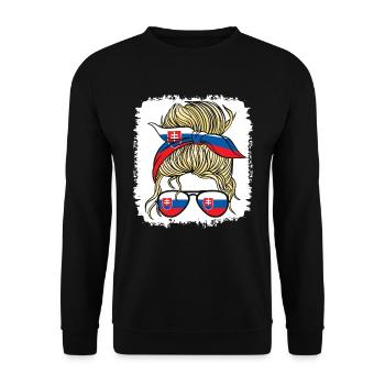 Slovenka Slowakei Flagge Mädchen Slowakische Mädchen Kinder - Unisex Pullover - Schwarz - Vorne - Alina (178cm) & Michal (187cm)