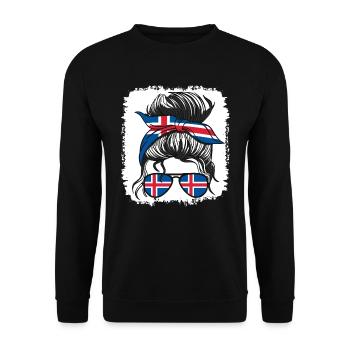 Insel Island Flagge Mädchen Isländische Mädchen Kinder - Unisex Pullover - Schwarz - Vorne - Alina (178cm) & Michal (187cm)