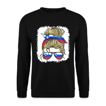 Slovénie Slovenka Flag Filles Slovène Fille Enfants - Sweat-shirt Unisexe - noir - Devant - Alina (178cm) & Michal (187cm)