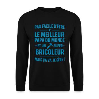 Super Papa Bricoleur bricolage idée cadeau père - Sweat-shirt Unisexe - noir - Devant - Alina (178cm) & Michal (187cm)