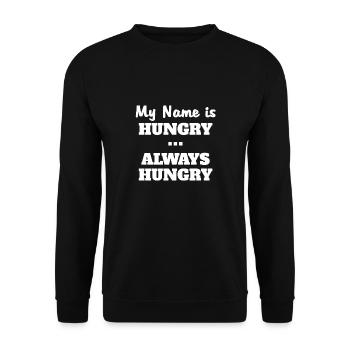 My name is Always Hungry Gobball Hungry food - Unisex Sweatshirt - black - Front - Alina (178cm) & Michal (187cm)