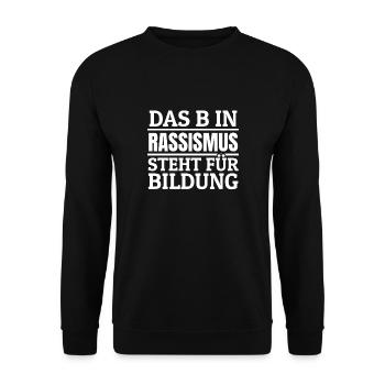 Menschenrechte schützen Gegen Hass und Rassismus - Unisex Pullover - Schwarz - Vorne - Alina (178cm) & Michal (187cm)