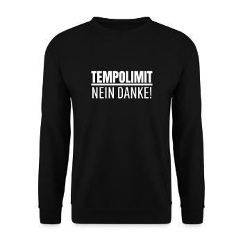 Tempolimit Nein Danke! Gegen Tempolimit Autobahn - Unisex Pullover - Schwarz - Vorne - Alina (178cm) & Michal (187cm)
