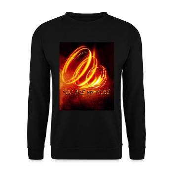 DU BIST MEIN FEUER - Unisex Pullover - Schwarz - Vorne - Alina (178cm) & Michal (187cm)