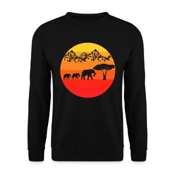 Africa Zoo Animal Lovers Gift Retro Elephant - Unisex Sweatshirt - black - Front - Alina (178cm) & Michal (187cm)