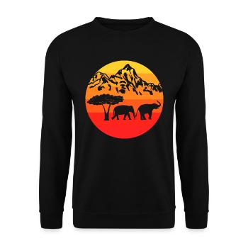 Africa Zoo Animal Gift Retro Savannah Elephant - Unisex Sweatshirt - black - Front - Alina (178cm) & Michal (187cm)