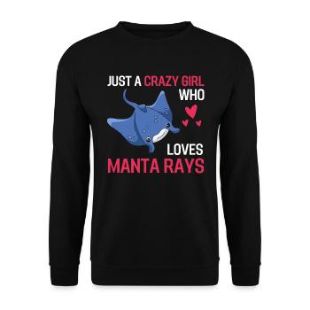 Ozean Tier Rochen Mädchen Geschenk Mantarochen - Unisex Pullover - Schwarz - Vorne - Alina (178cm) & Michal (187cm)