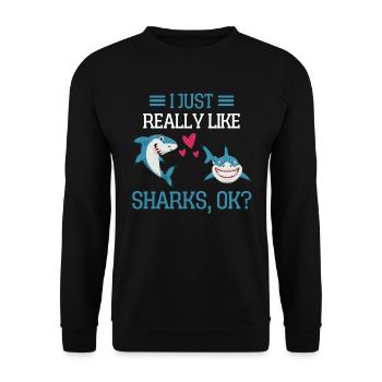 J’aime juste les requins drôle de cadeau de requin - Sweat-shirt Unisexe - noir - Devant - Alina (178cm) & Michal (187cm)