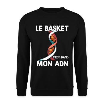 Le Basket mon ADN Cadeau HUmour Basketteur - Sweat-shirt Unisexe - noir - Devant - Alina (178cm) & Michal (187cm)