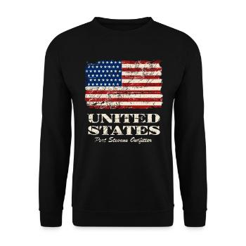 USA Flag - Vintage Look - Unisex Sweatshirt - black - Front - Alina (178cm) & Michal (187cm)
