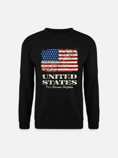 USA Flag - Vintage Look - Unisex Pullover - Schwarz
