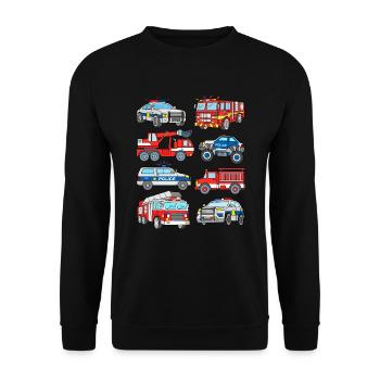 Voitures de police et camions de pompiers - Sweat-shirt Unisexe - noir - Devant - Alina (178cm) & Michal (187cm)
