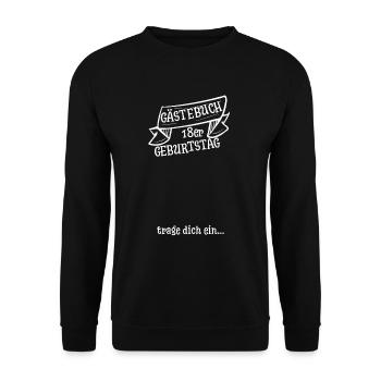 18. Geburtstag Gästebuch Geschenkidee - Unisex Pullover - Schwarz - Vorne - Alina (178cm) & Michal (187cm)