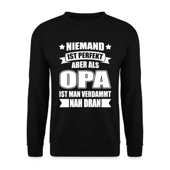 Opa Großvater 2021 Lustig Spruch - Unisex Pullover - Schwarz - Vorne - Alina (178cm) & Michal (187cm)