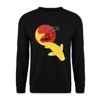 Relax Koi Carp Japan Garden Pond Showa - Unisex Sweatshirt - black - Front - Alina (178cm) & Michal (187cm)