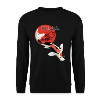 Relax Koi Carp Japan Garden Pond Showa Kohaku - Unisex Sweatshirt - black - Front - Alina (178cm) & Michal (187cm)