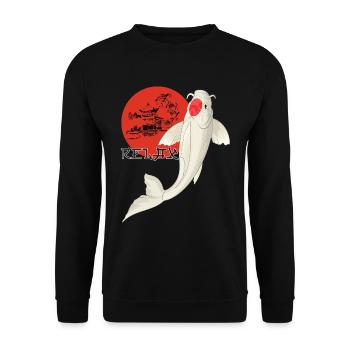 Relax Koi Carp Japan Garden Pond Showa - Unisex Sweatshirt - black - Front - Alina (178cm) & Michal (187cm)