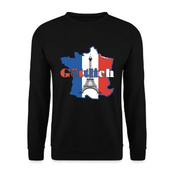 Göttlich Frankreich Oldtimer D S Auto die Göttin - Unisex Pullover - Schwarz - Vorne - Alina (178cm) & Michal (187cm)