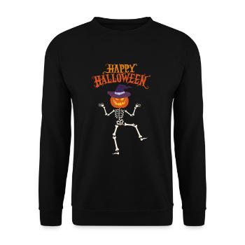 Creepy Halloween Skeleton with Pumpkin - Unisex Sweatshirt - black - Front - Alina (178cm) & Michal (187cm)