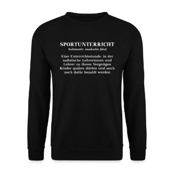 Sportunterricht Definition lustig Geschenkidee - Unisex Pullover - Schwarz - Vorne - Alina (178cm) & Michal (187cm)
