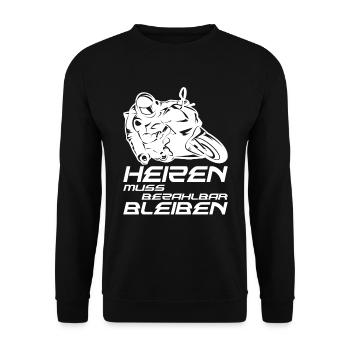 Motorrad Biker lustiger Spruch Motorsport Race - Unisex Pullover - Schwarz - Vorne - Alina (178cm) & Michal (187cm)