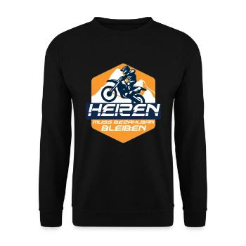 Motorrad Biker lustiger Spruch Motorcross - Unisex Pullover - Schwarz - Vorne - Alina (178cm) & Michal (187cm)