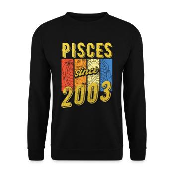Fische 2003 Geburtstag Sternzeichen Geschenk - Unisex Pullover - Schwarz - Vorne - Alina (178cm) & Michal (187cm)