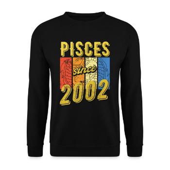 Fische 2002 Geburtstag Sternzeichen Geschenk - Unisex Pullover - Schwarz - Vorne - Alina (178cm) & Michal (187cm)