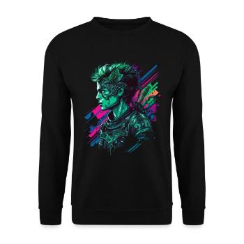 Cadeau synthwave de la Saint-Patrick - Sweat-shirt Unisexe - noir - Devant - Alina (178cm) & Michal (187cm)