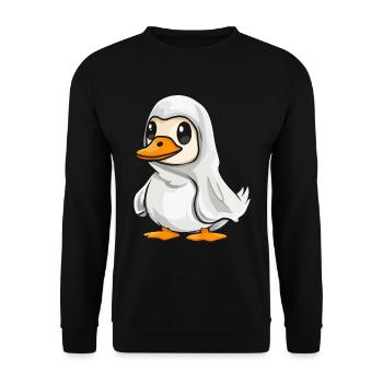 Gans Halloween Comic Geist - Unisex Pullover - Schwarz - Vorne - Alina (178cm) & Michal (187cm)