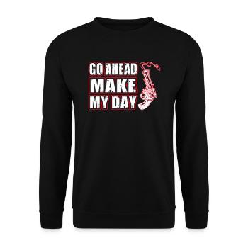 Go Ahead Make my Day. 3-01 - Unisex Sweatshirt - black - Front - Alina (178cm) & Michal (187cm)