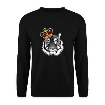 Tigre cool avec une couronne - Sweat-shirt Unisexe - noir - Devant - Alina (178cm) & Michal (187cm)