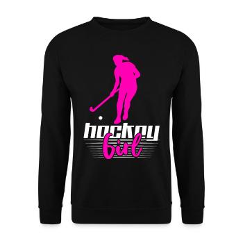 Hockey Mädchen Feldhockey Geschenk Feldhockey Spie - Unisex Pullover - Schwarz - Vorne - Alina (178cm) & Michal (187cm)