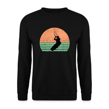 Retro Sunset Kite Surfer - Kitesurfing Kitesurfen - Unisex Sweatshirt - black - Front - Alina (178cm) & Michal (187cm)