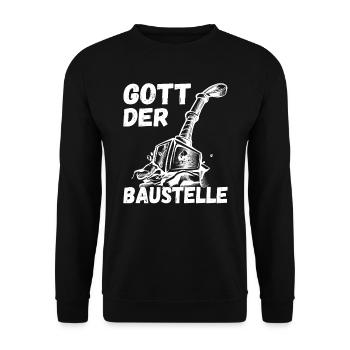 Gott der Baustelle - Bauarbeiter Geschenk - Unisex Pullover - Schwarz - Vorne - Alina (178cm) & Michal (187cm)