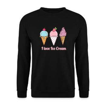 J’adore la crème glacée - I love Ice Cream. Cadeau - Sweat-shirt Unisexe - noir - Devant - Alina (178cm) & Michal (187cm)
