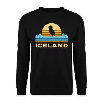 Iceland Puffins Iceland Puffin Retro - Unisex Sweatshirt - black - Front - Alina (178cm) & Michal (187cm)