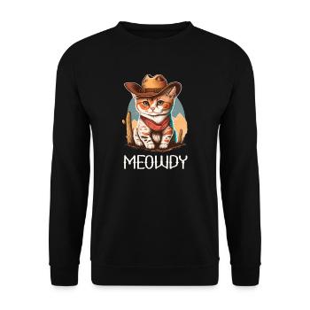 Meowdy Katze Howdy Meme Western Cowboy Kätzchen - Unisex Pullover - Schwarz - Vorne - Alina (178cm) & Michal (187cm)