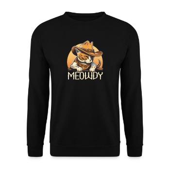 Meowdy Katze Howdy Meme Western Cowboy Kätzchen - Unisex Pullover - Schwarz - Vorne - Alina (178cm) & Michal (187cm)