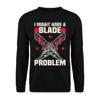 Messerliebhaber Geschenkideen | Messersammler - Unisex Pullover - Schwarz - Vorne - Alina (178cm) & Michal (187cm)